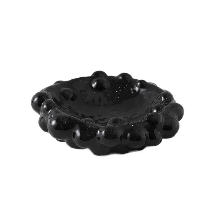 French medieval creative irregular stacked ball ceramic fruit plate, wabi sabi living room coffee table desktop vase