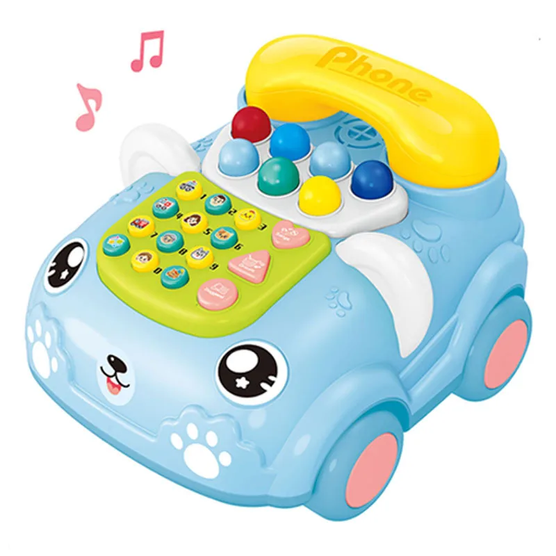 Children's Cute Music Telephone Baby 0-3 Years Old Multifunctional Toddler Pull String Puzzle Early Education Telephone Toys