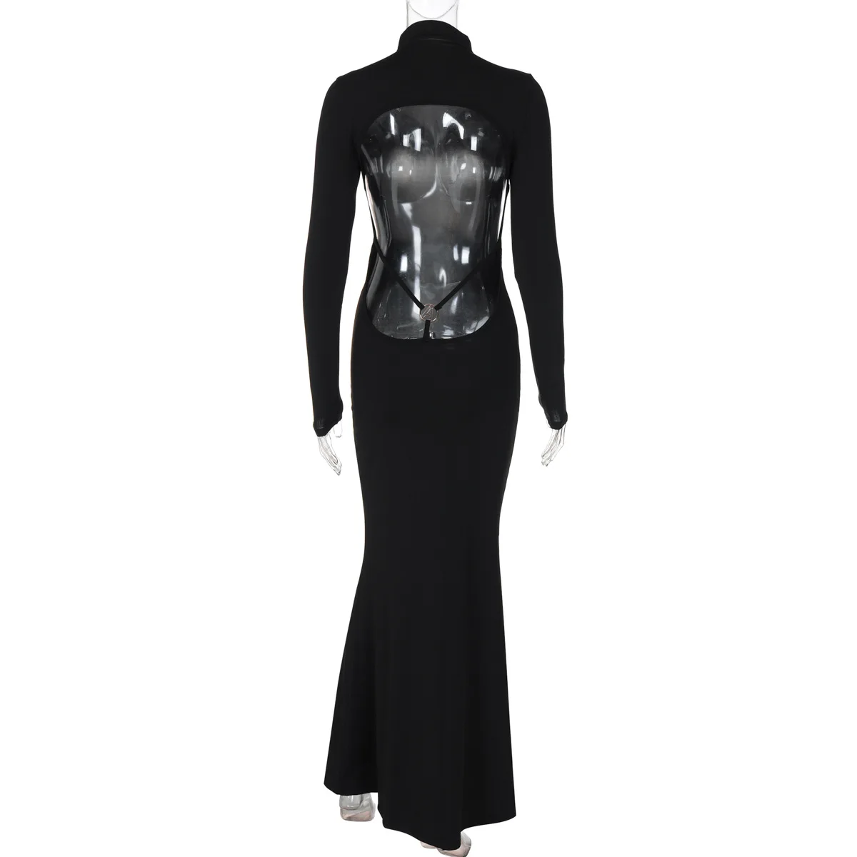 Cryptographic Fashion Bandage Sexy Backless Long Sleeve Dress Outfits Club Party Fall Bodycon Maxi Dresses Birthday Clothes