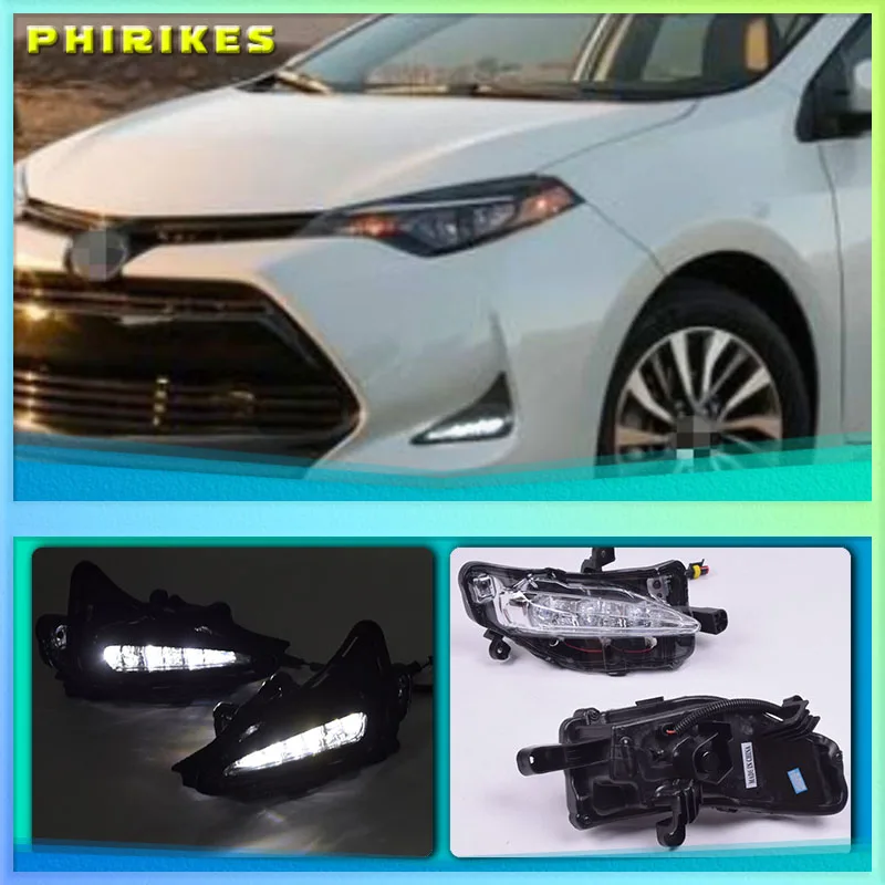 White LED DRL Daytime Running Lights Fog light Lamp For Toyota Corolla 2017 2018 17 18 Auto Car Parts Accessories