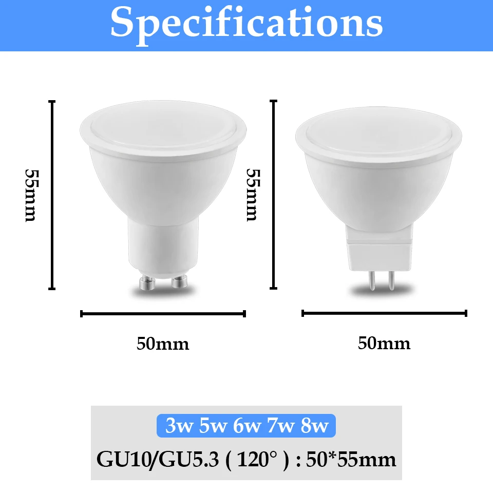 Светодиодный точечный светильник GU10 MR16 AC100-240V 3 Вт-8 Вт, сменный высокояркий теплый белый свет 50 Вт 100 Вт, галогеновая лампа подходит для кухни