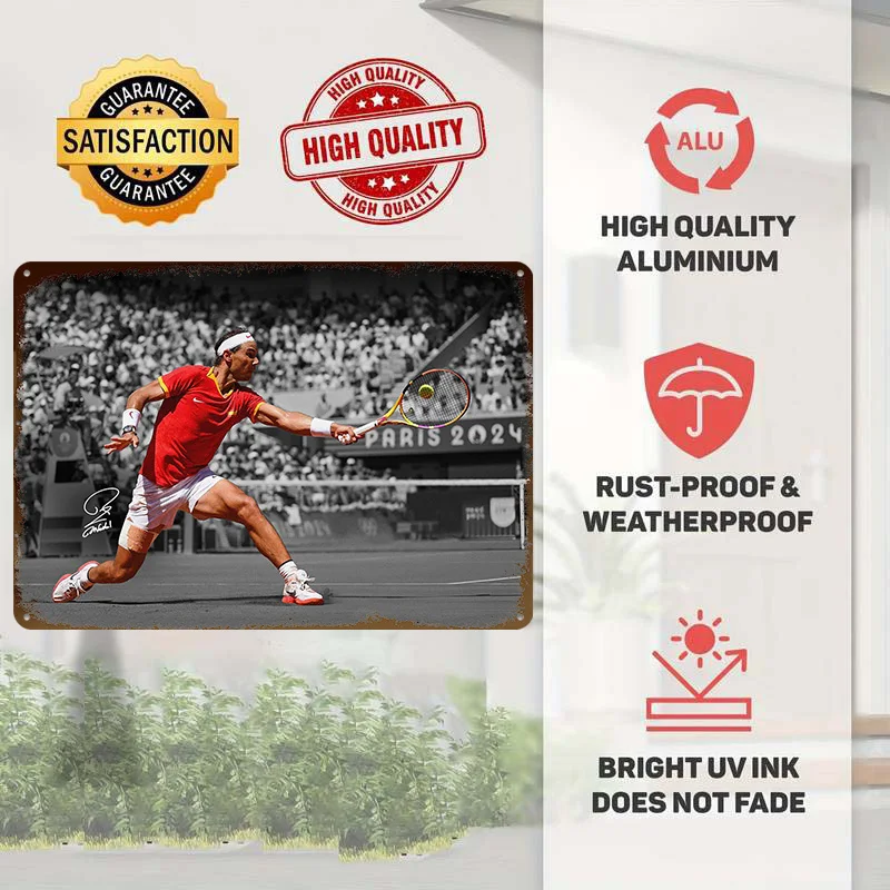 Rafael Nadal Lightly 3D Tin Poster Customized Wall Art Vintage Metal Signs for Fans Room Home Decoration Gaming Office Decor