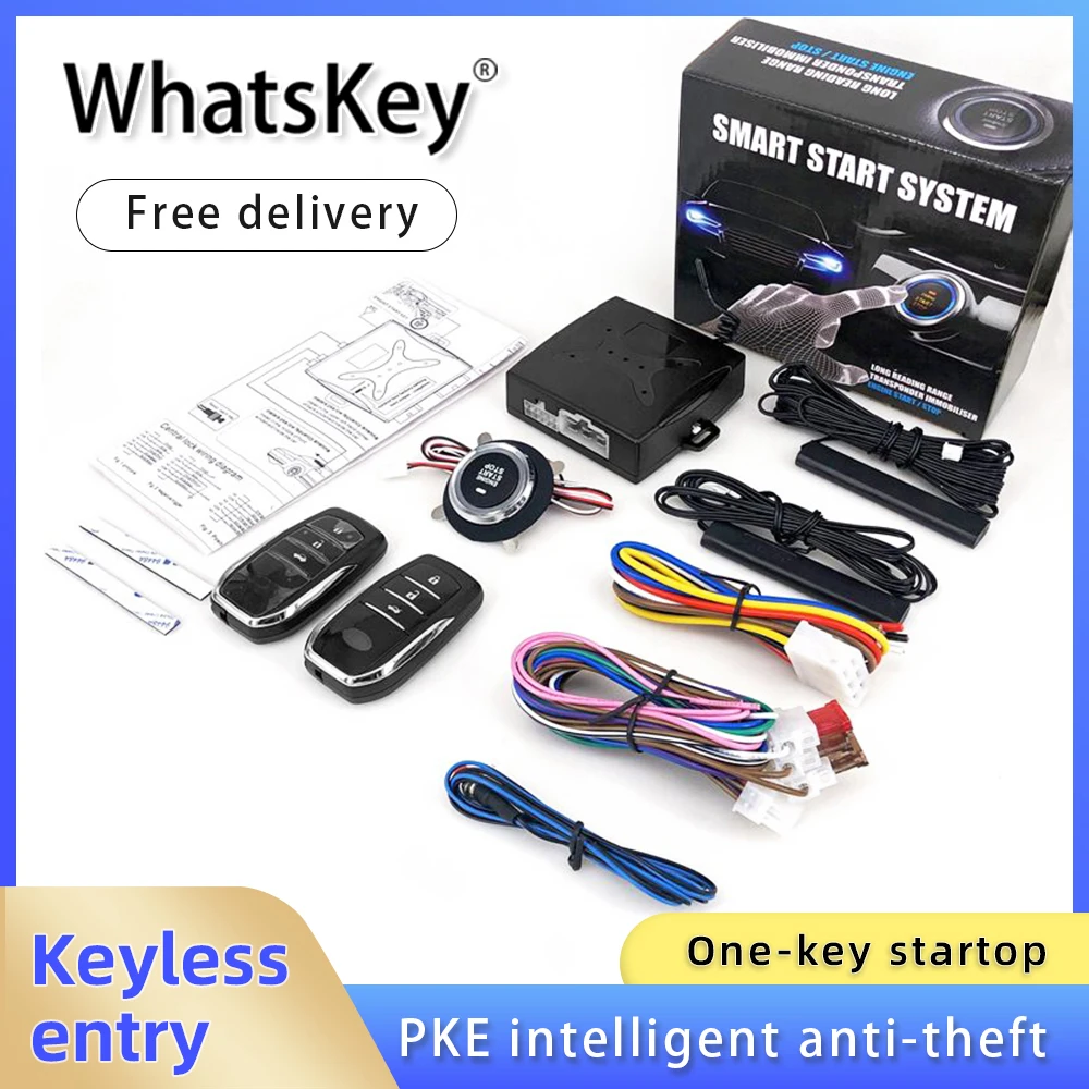 

Car Keyless Entry Engine Start Alarm System Push One-button Start Vehicle Remote Starter Stop PKE Central Locking Automation