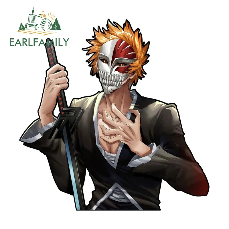 EARLFAMILY 13cm x 12.9cm for Ichigo Kurosaki Skull Anime Car Sticker Vinyl Car Wrap Decal Air Conditioner Creative Decoration