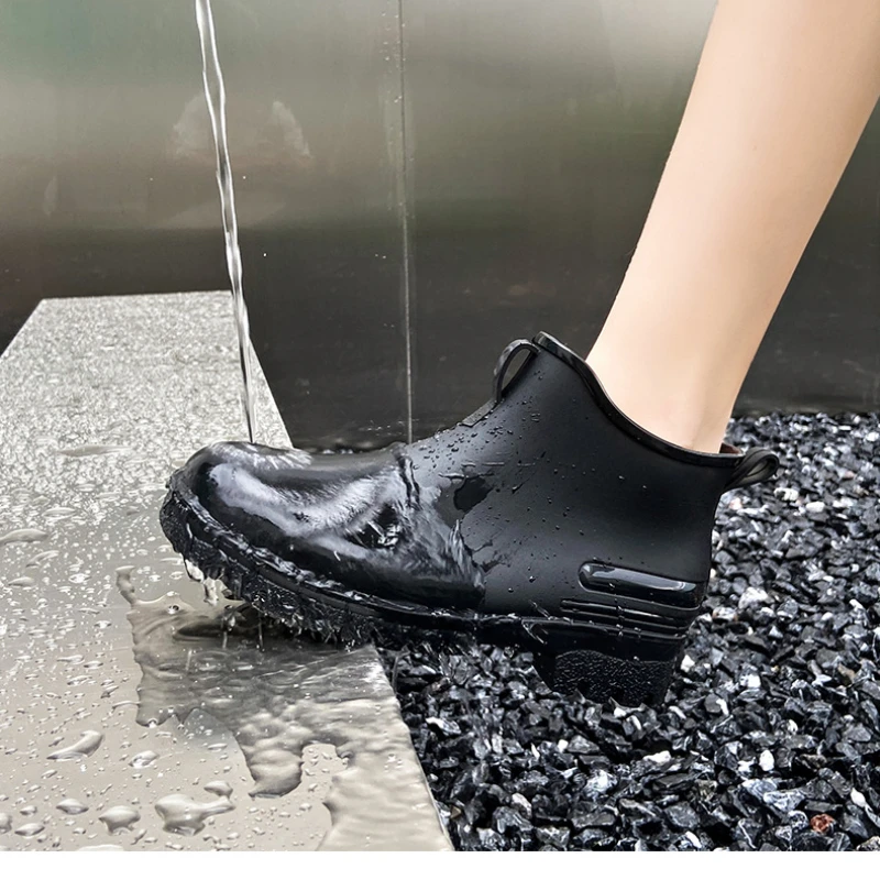 

Rain Shoes Men's Non-slip ,Waterproof Shoes Outdoor Fashion Wear-resistant Plastic Shoes Winter Cotton Warm Short Rain Boots Men