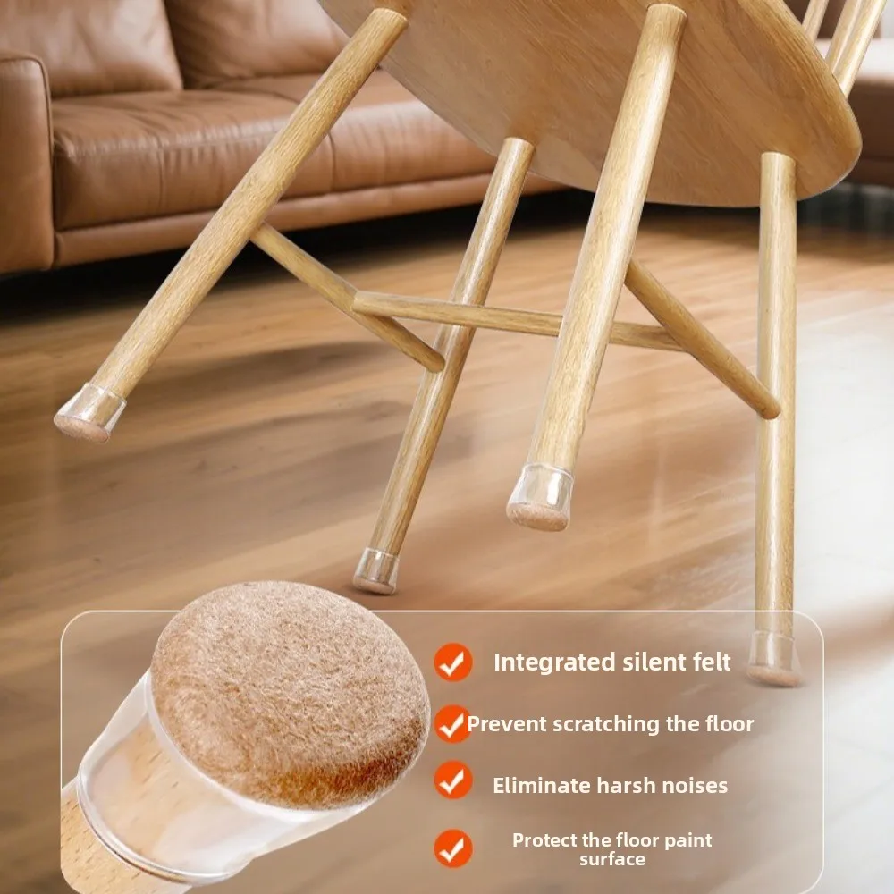 8pcs Diagonal Chair Leg Protectors Foot Covers Flexible Protect Wooden Floors Thick Wrap Felt Pads Multifunctional