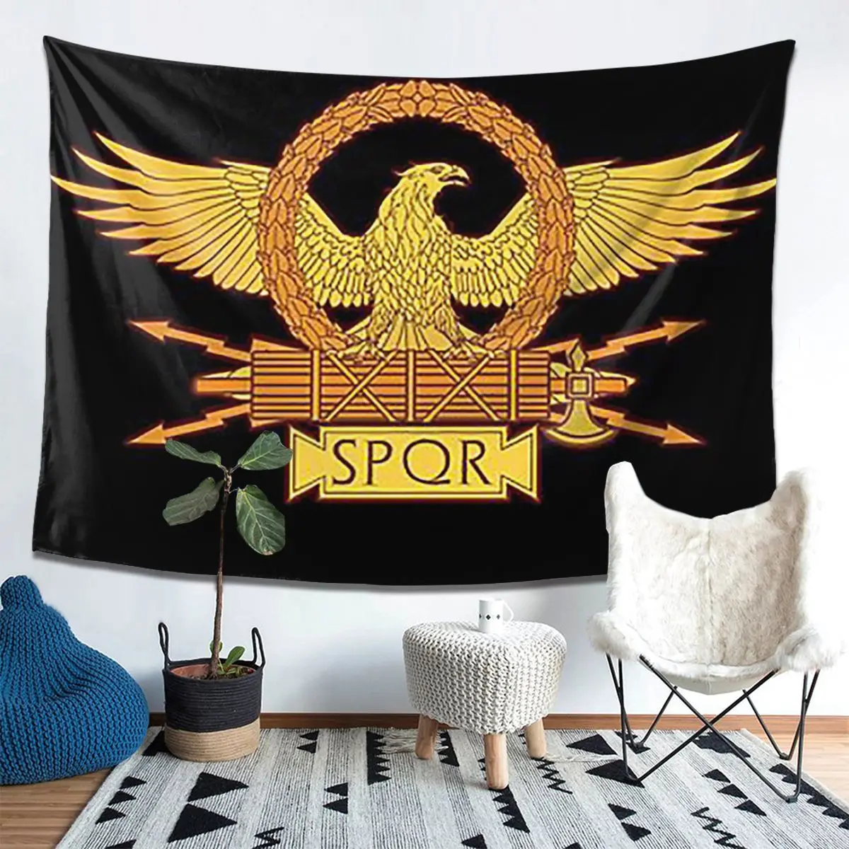 

Древний Рим SPQR Орел Стандартный гобелен Украшение Искусство Эстетические гобелены Гостиная Спальня Домашняя настенная ткань Настенная подвеска