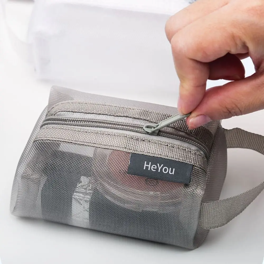 Transparent Mesh Storage Bag ID Credit Card Holder Nylon Small Coin Purse Card Bag Travel Organizer Transparent Cosmetic Bag