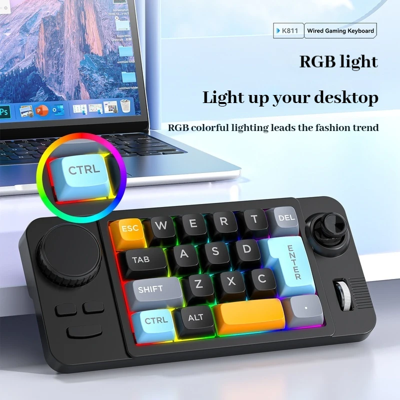 Macro Programming Game Keyboard Wired 19 key macro definition joystick dual scroll RGB hot swappable definition accessories - Image 3