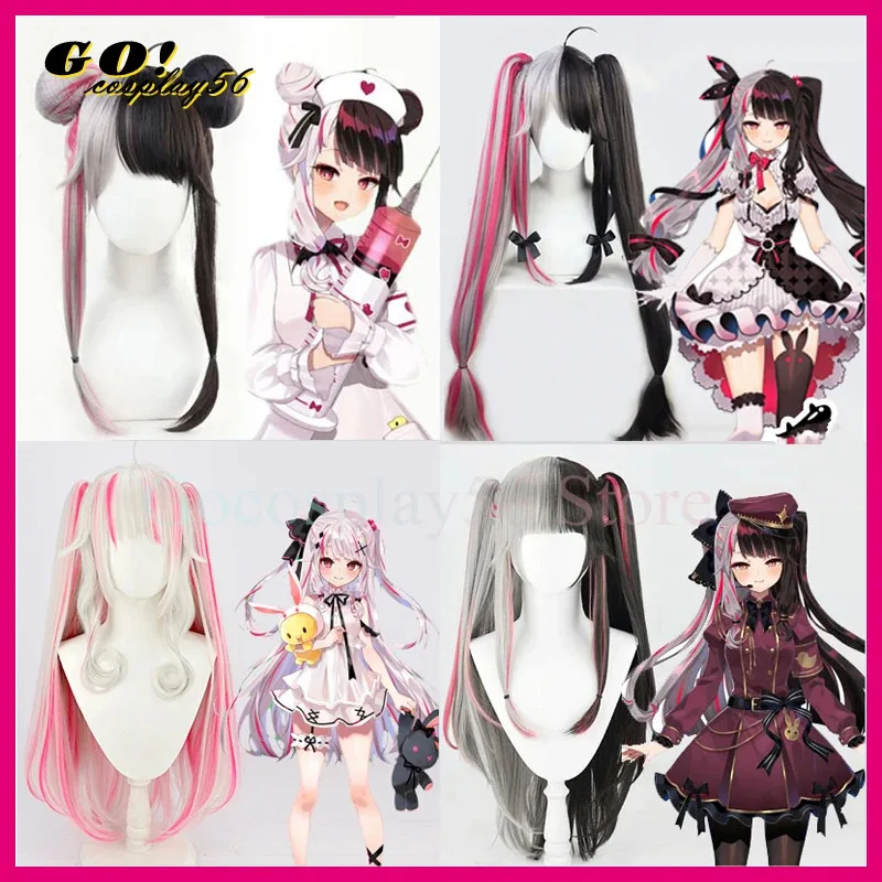 

Парик VTuber Yorumi Rena, розовый, смешанный, серый, черный, Youtuber, длинные прямые хвостики, булочки, синтетические волосы для девочек