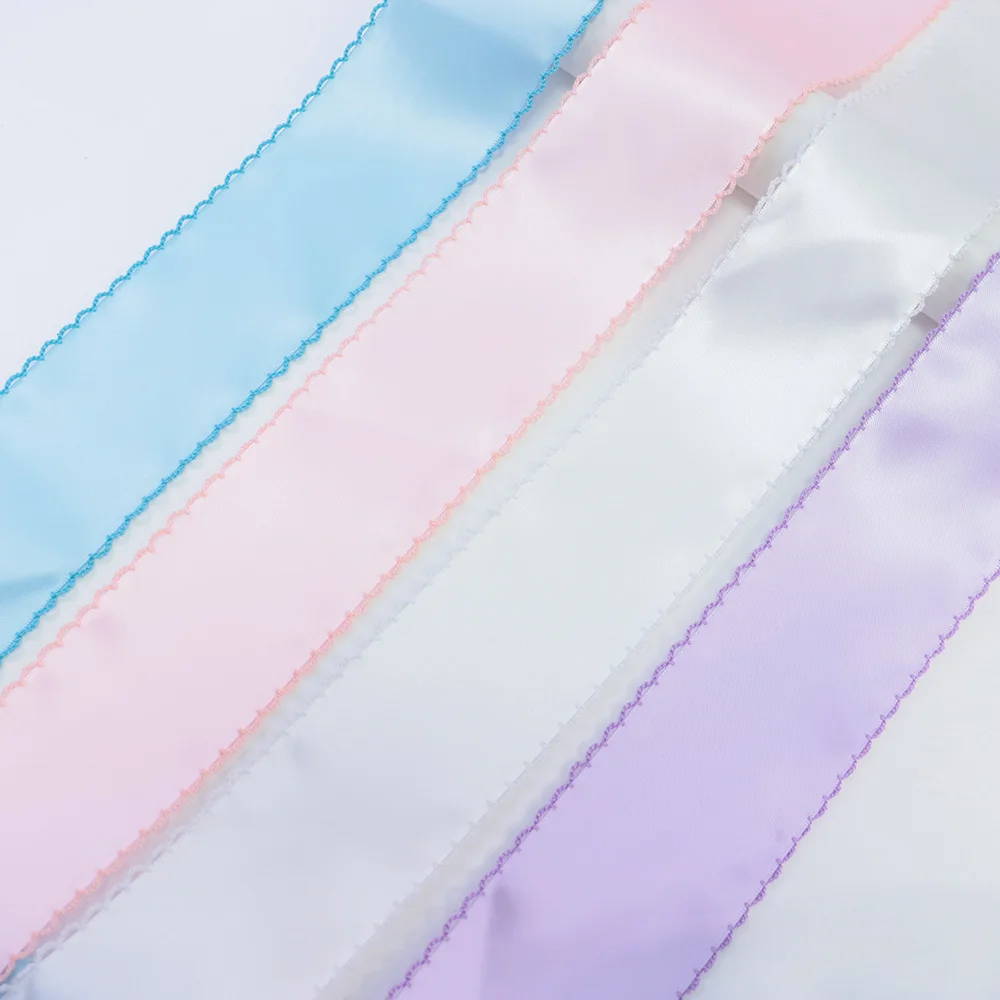 58mm Lace Edge Satin Ribbon Wave Trim Fabric Ribbon For Bow Hair Bows DIY Crafts Wedding Party Decoration Sewing Accessories