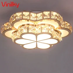 Modern Led Crystal Ceiling Lamp Flower Gold Kitchen Ceiling Chandelier Lights Aisle Corridor Stairs Plafonnier Lustre Luminaires