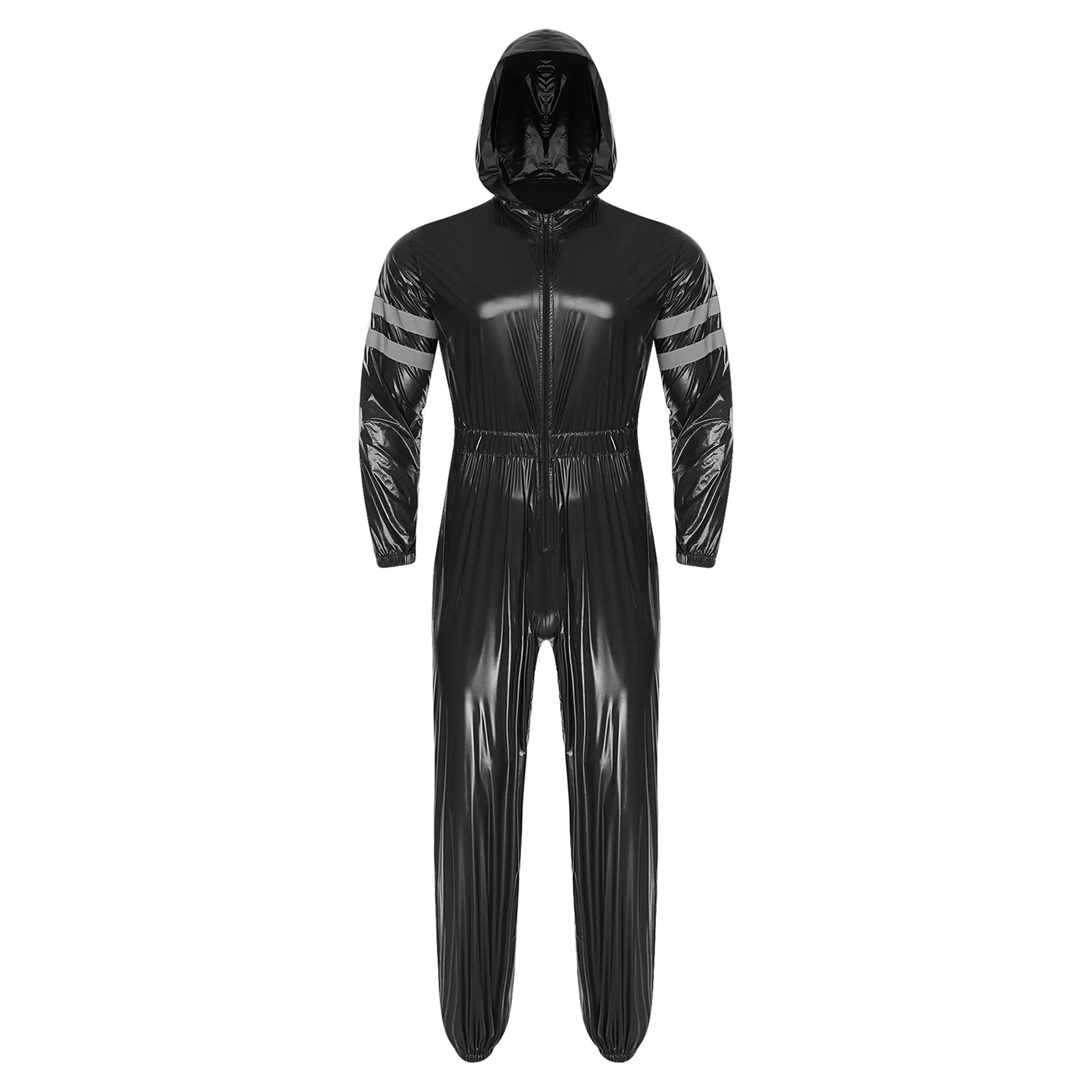 أزياء رجالي مقاومة للماء مآزر موحدة للعمل عالية الوضوح شرائط عاكسة طويلة الأكمام الجبهة زيبر مقنعين بذلة