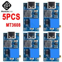 5PCS DC-DC MT3608 Boost Converter MAX 2A Step Up Micro USB Voltage Regulator Board 2V-24V to 5V 9V 12V 28V Power Supply Module