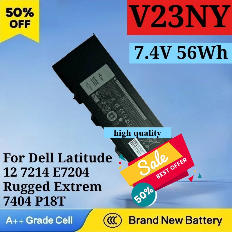 

7.4V 56Wh V23NY Laptop Battery for Dell Latitude 12 7214 E7204 Rugged Extrem 7404 P18T P18T001 P18T002 M29XR YWV8Y VD0FX 8G8GJ