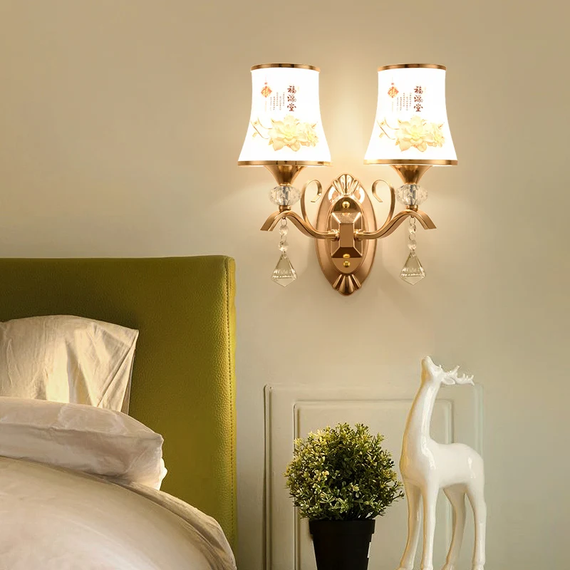 Double head wall lamp Bedroom bedside lamp Nordic living room background wall creative modern simple aisle study led lamp