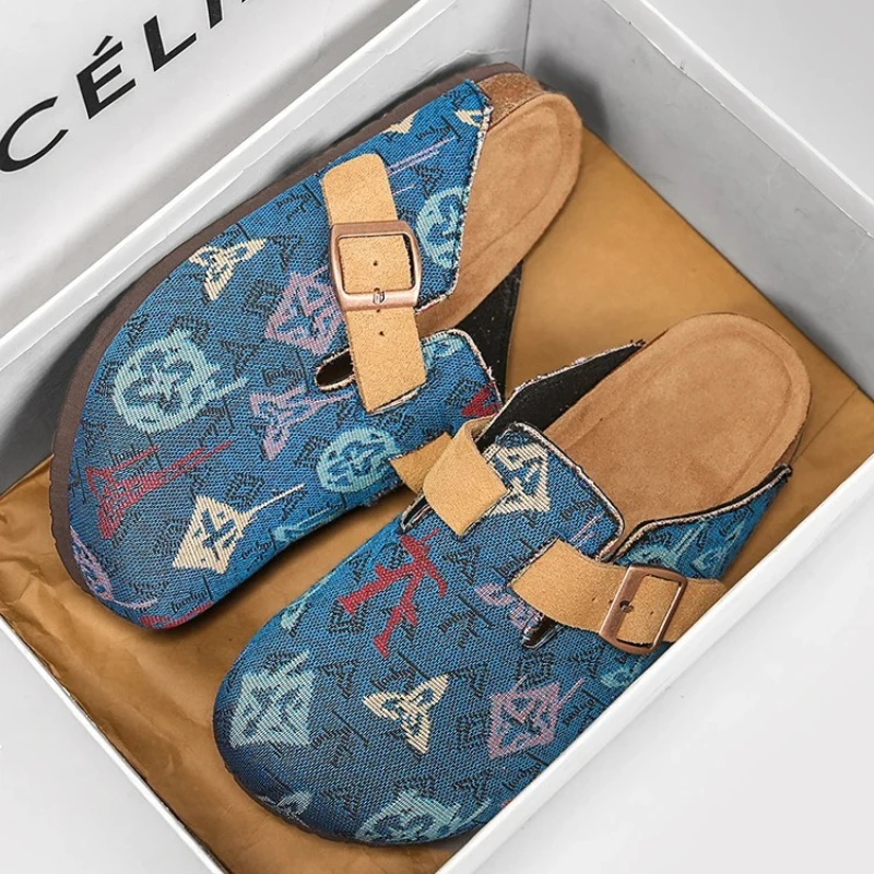 

Летние повседневные туфли с круглым носком, дизайнерские дышащие качественные мужские туфли, легкие слипоны, сандалии-мюли на полуподошве