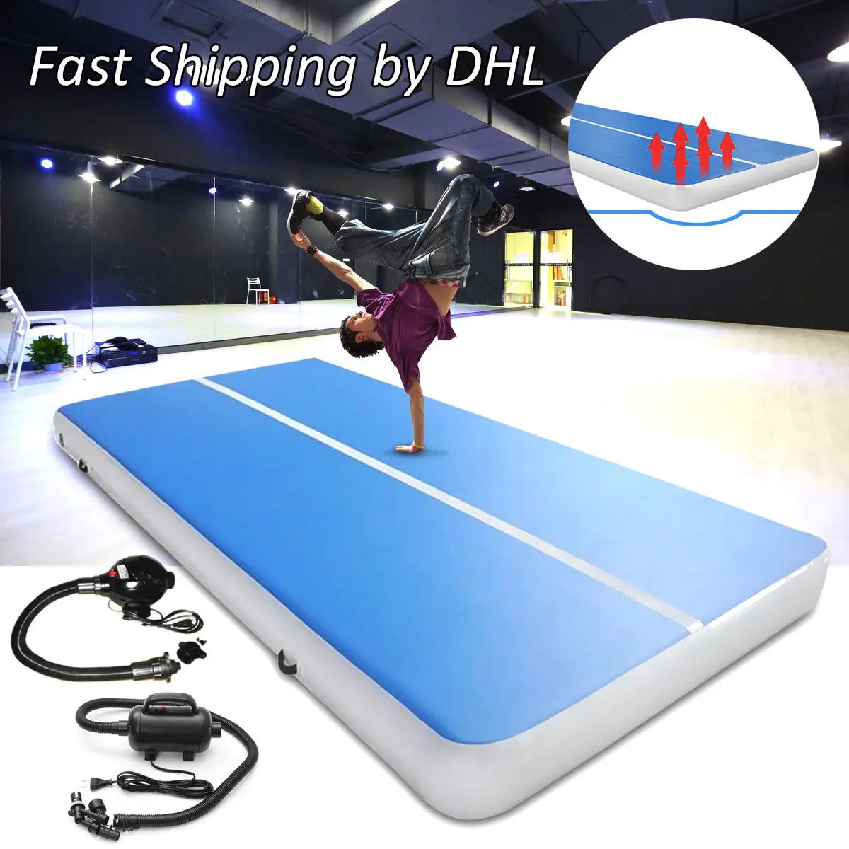 Free Shipping 6m Inflatable Gymnastics Air Track Tumbling Mat Yoga Floor Cheerleading Landing Taekwondo Training Exercise Mat