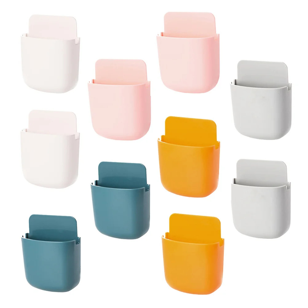 10 Buah Kotak Penyimpanan Remote Control Terpasang Di Dinding Desain Tanpa Lubang untuk Kunci Pena Kosmetik Organizer Kotak Perekat Dinding Plastik