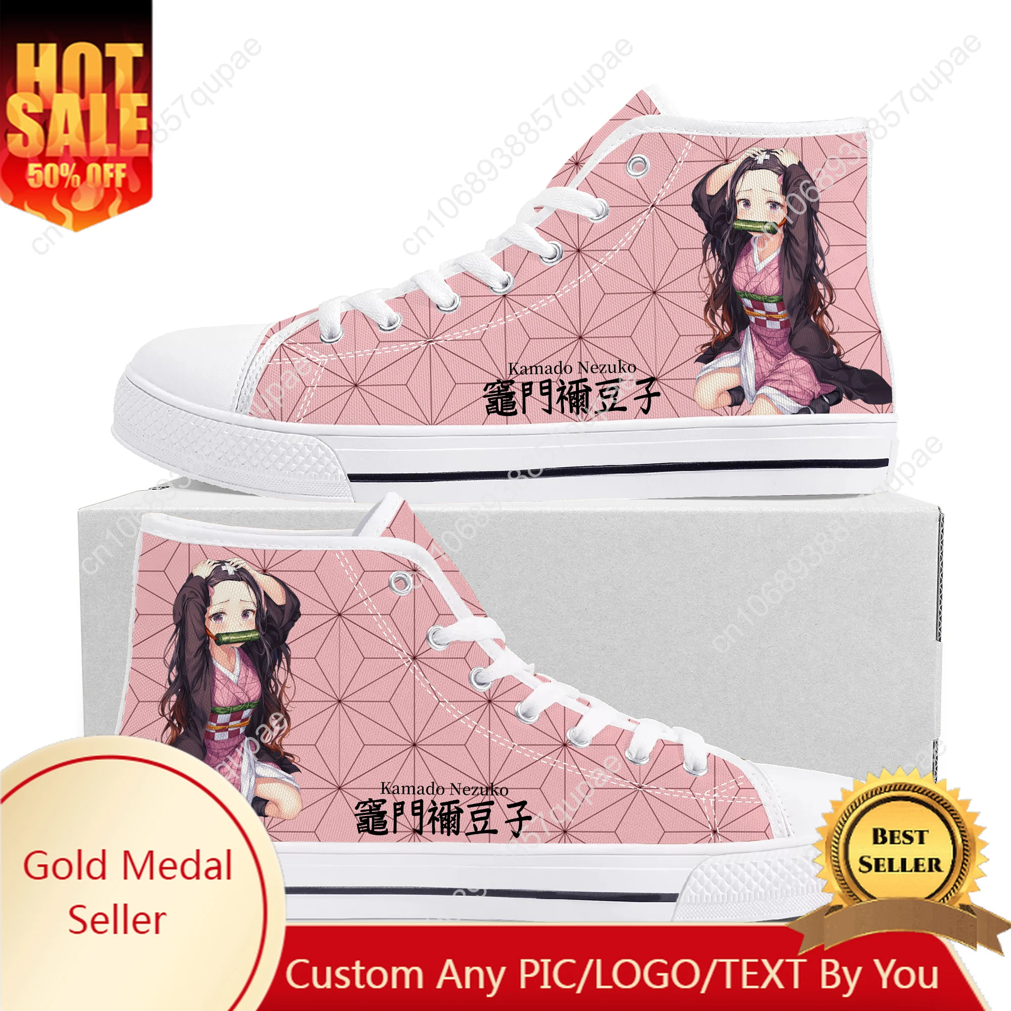 

Kamado Nezuko Cartoon High Top High Quality Sneakers Mens Womens Teenager Canvas Sneaker Custom Made Shoes Customize DIY Shoe