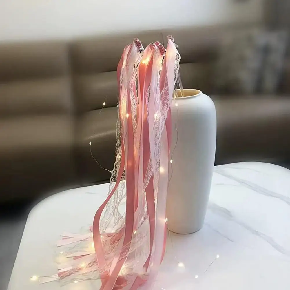 High-density Ribbon Stick Ribbon Fairy Wand Light-up Wedding Wands with Ribbon Bells for Wedding Reception Graduation for New