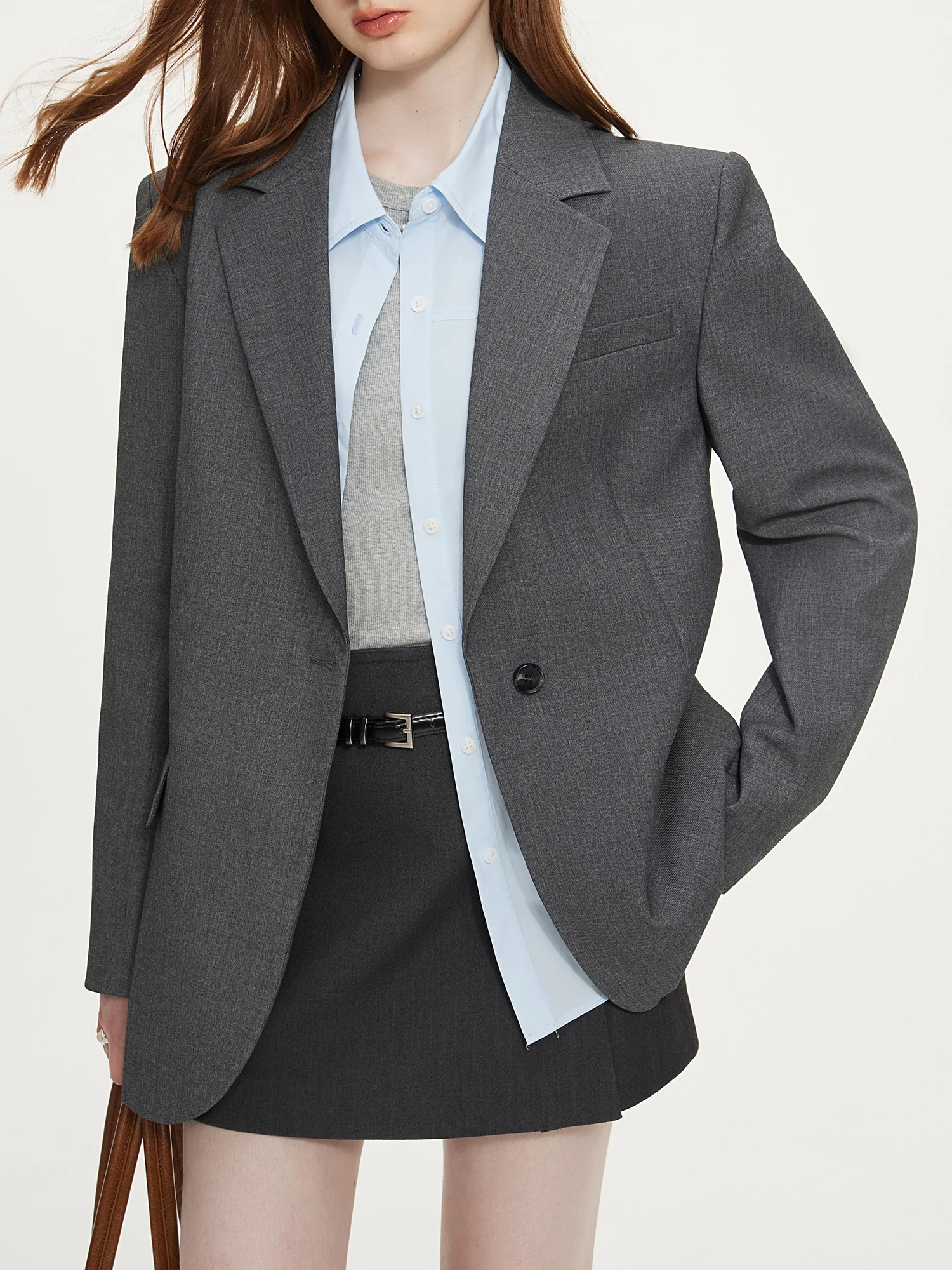 FSLE Office Lady Minimalist One Button Temperament Suit Jacket for Women in Autumn 2024 New Style Women Casual Blazer 24FS13165