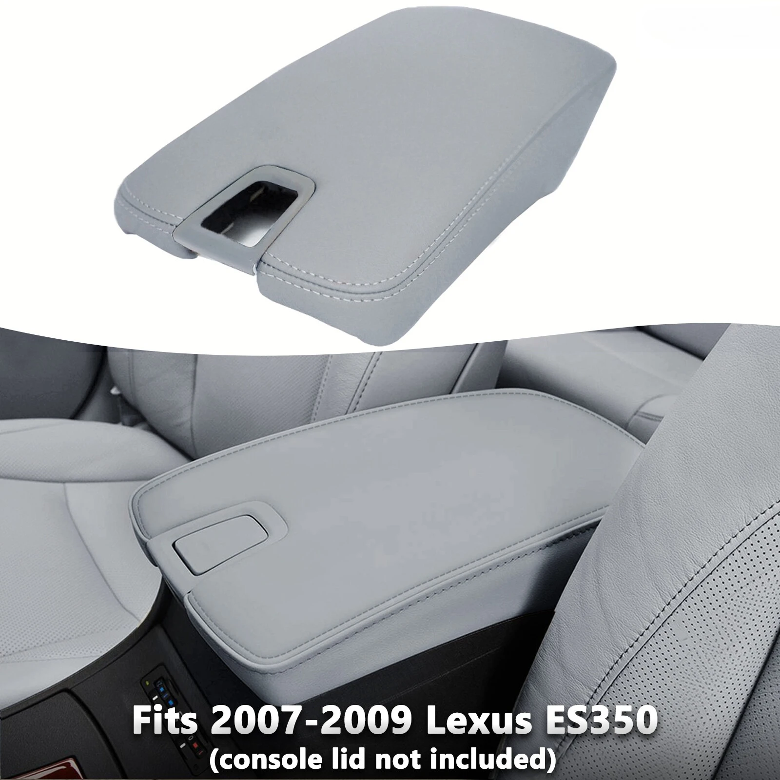 

One piece console lid armrest cover skin for 2007-2009 Lexus ES350,Center Console Lid Armrest Leather Cover Light Gray