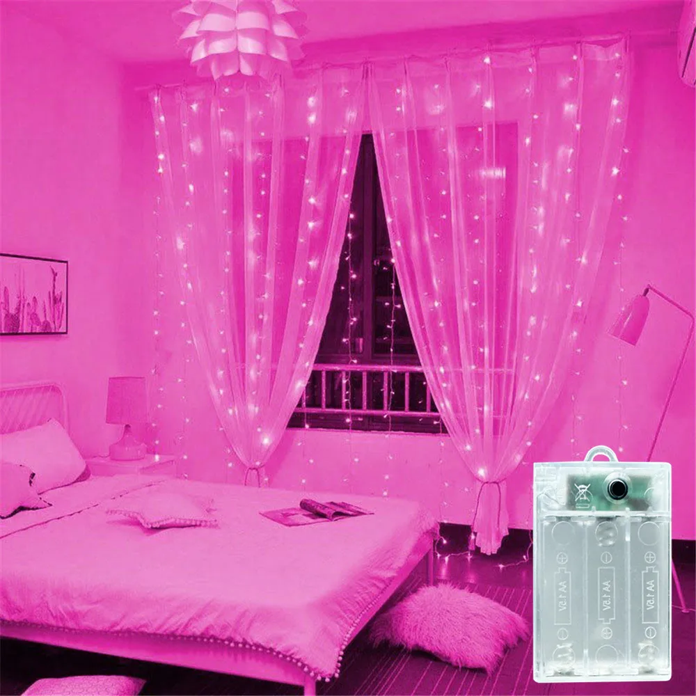 3/6M Battery Operated Home Decoration Curtain LED String Lights Fairy Lights Bedroom Wedding Party Pink Party Decorations