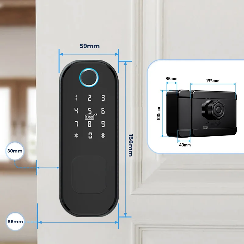 Waterproof Fingerprint TTLock App Outdoor Lock Remote Control Power Saving Code Smart Door Lock Electric Rim Lock