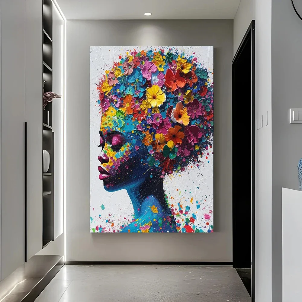Frameless Canvas Painting Floral Wall Arts Print Abstract Decor Female Gift Gift For Lover Canvas Floral Art Canvas No Framed Mo