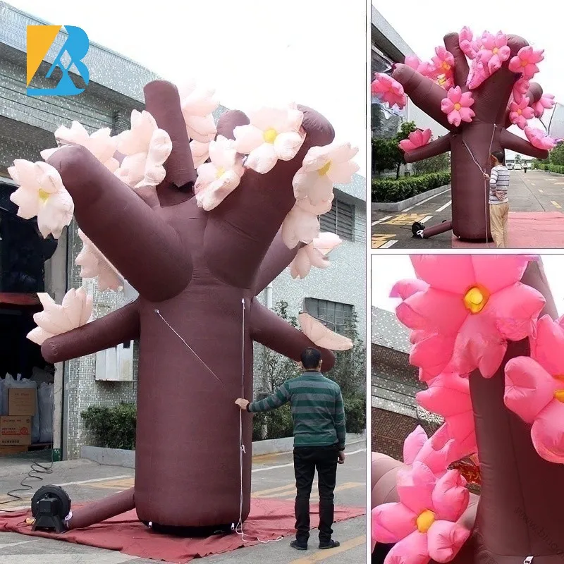 Eventi su misura grande albero gonfiabile decorativo del fiore della pesca per i giocattoli della festa di compleanno a tema principessa