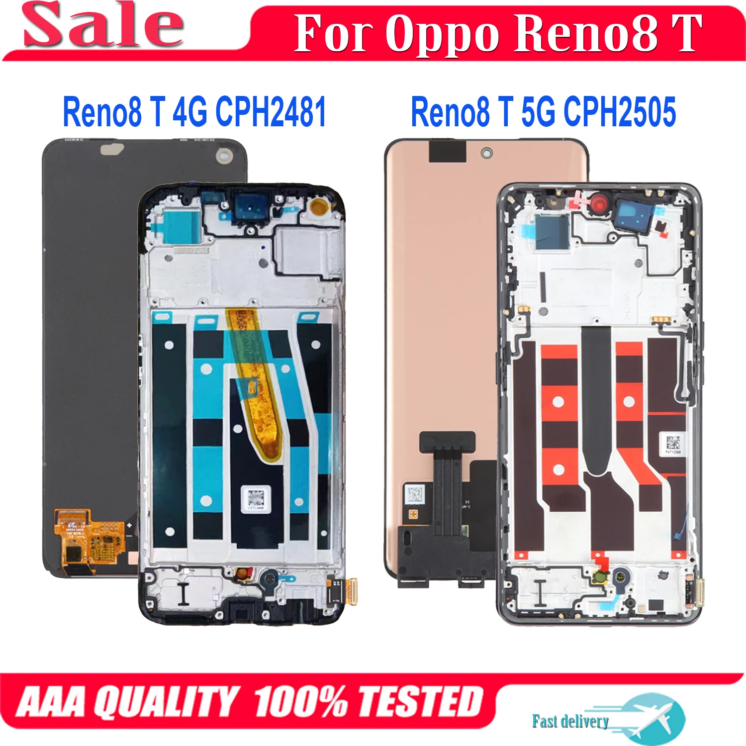 AMOLED 120HZ LCD Display Touch Screen Digitizer Glass Panel For OPPO Reno8 T CPH2481 CPH2505