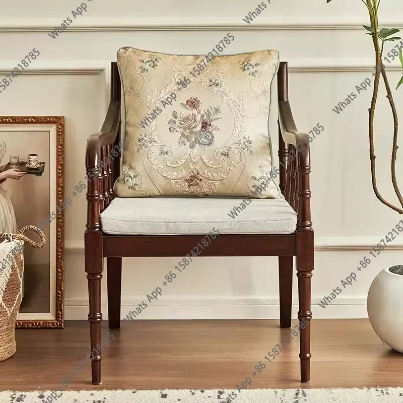 69 All Solid Wood American Vintage Desk Chair Dressing Chair Dining Back Chair Master With Armrests For Leisure