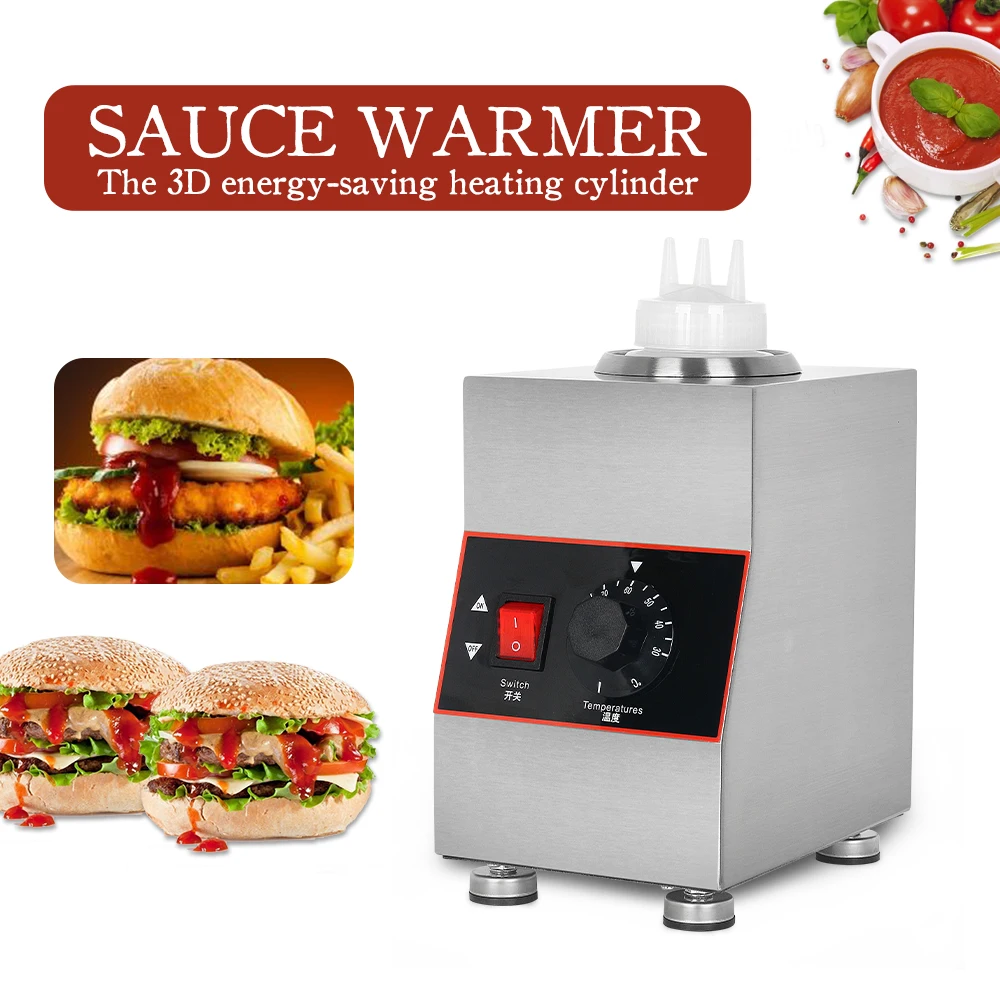 1 Burner Sauce Warmer S/S Sauce Dispenser W/ 1 Bottle Chocolate Melting Machine Sauce Heating 30-85℃ Kitchen Tool 110-240V