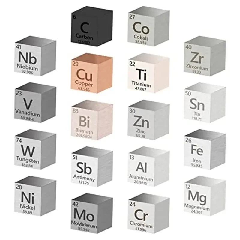 18 Pcs Metal Elements Cube Elements Cube 99.99% High Purity, Periodic Table Of Elements Collection (.39 Inch/10 Mm)