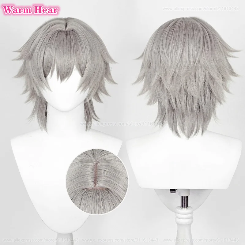 

In Stock Hinomori Shiho Synthetic Wig Anime Short 35cm Light Gray Gradient Cosplay Wig Heat Resistance Hair Halloween Party Wigs