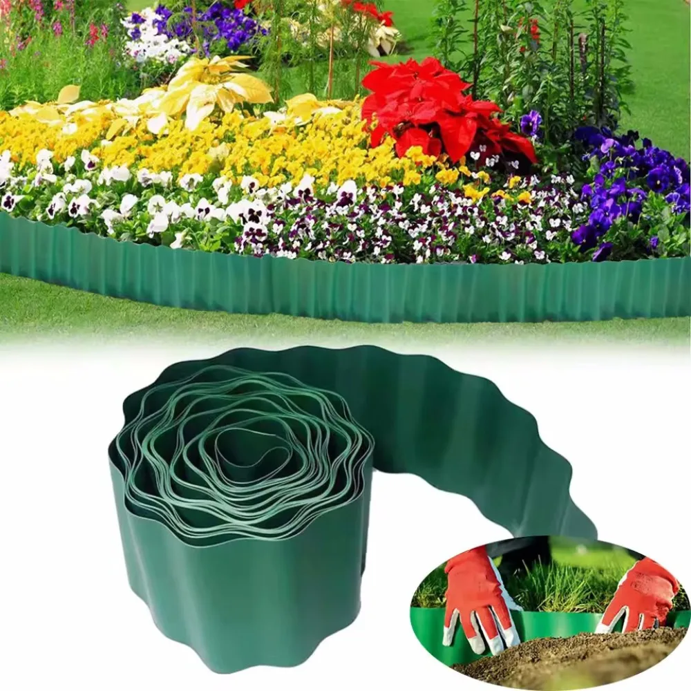 Bendable Plastic Garden Fence Weatherproof Cuttable Corrugated Fence Moisture-resistant Flower Bed Edging Fence Gardening