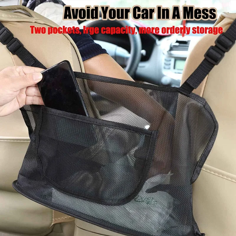 

Car Storage Net Bag Between Seats Car Divider Pet Barrier Stretchable Elastic Mesh Bag Organizer Net Pocket Auto Accessories