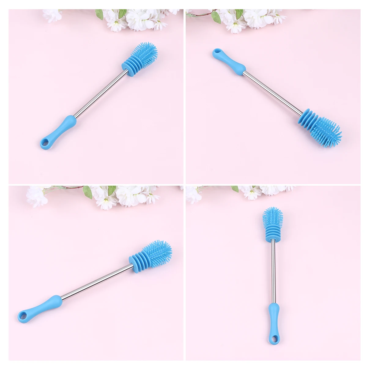 

Long Handle Feeding Bottle Cleaning Brush Glass Cup Brush Bottle Water Mug Brush for Home Kitchen (Blue)