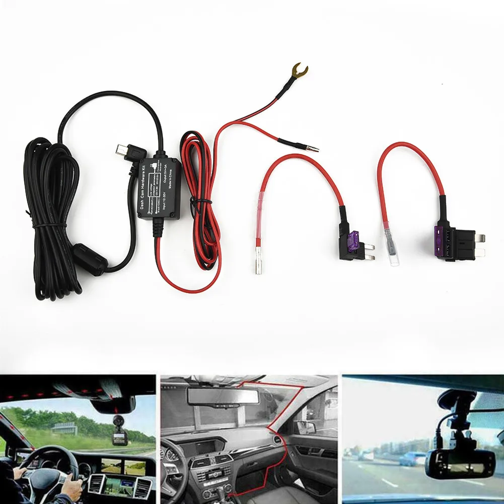 100% Brand New Hard Wire Fuse Box Car Recorder Dash Cam Fuse Link Cable Hard Wire Kit Mini USB 1 SET 12v To 24v