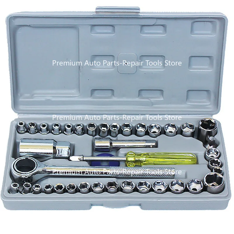 

40-Piece Tool Set, Vehicle Toolbox, Sleeve Combination Wrench Maintenance Emergency