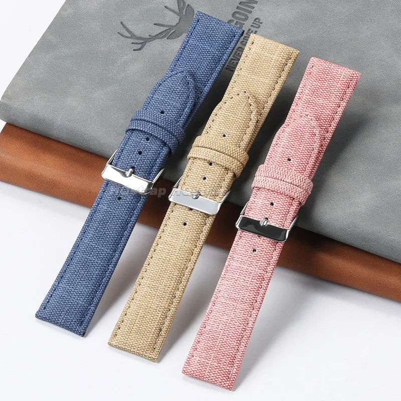 Vintage Nylon Strap 10mm 12mm 14mm 16mm 18mm 20mm 22mm Retro Denim Watch Band for Casio Wristband Universal Replacement Bracelet