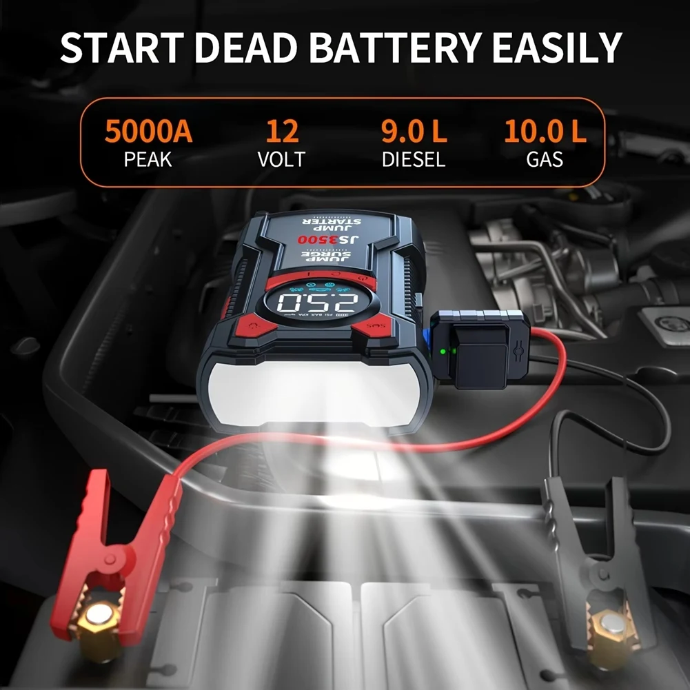 

Premium Emergency Start With Air Compressor 150PSI Battery Emergency Start Digital Tire Inflator