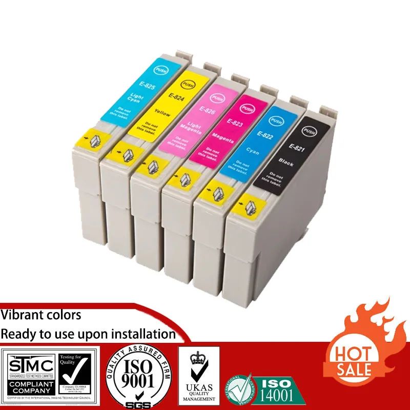 Compatible Ink Cartridge for Epson T082N 082N T0821 0821 T0821N 0821N suit For Epson Stylus  Photo T50/R290/R295/R390/RX590