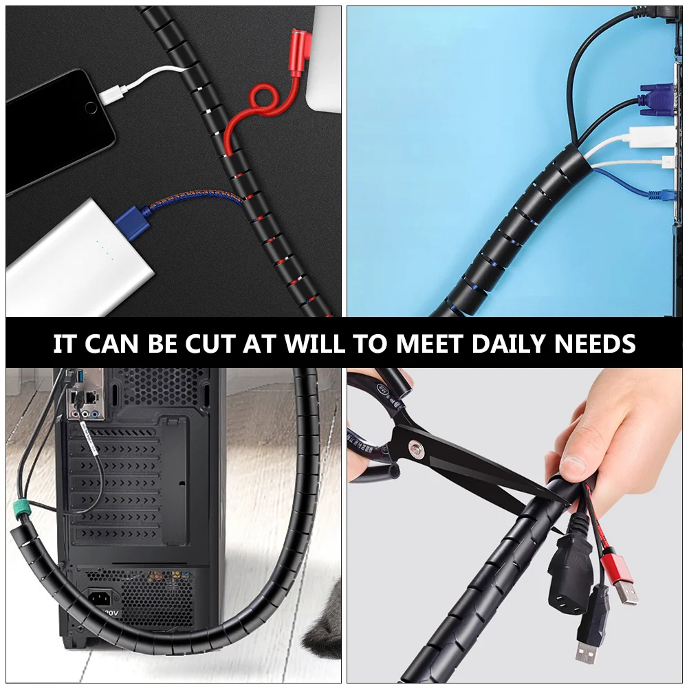 

Spiral Cable Wrap PE Material Insulated Tube Pet Proof Chew Sleeve Freely Cut Easy Install Desktop ganizer