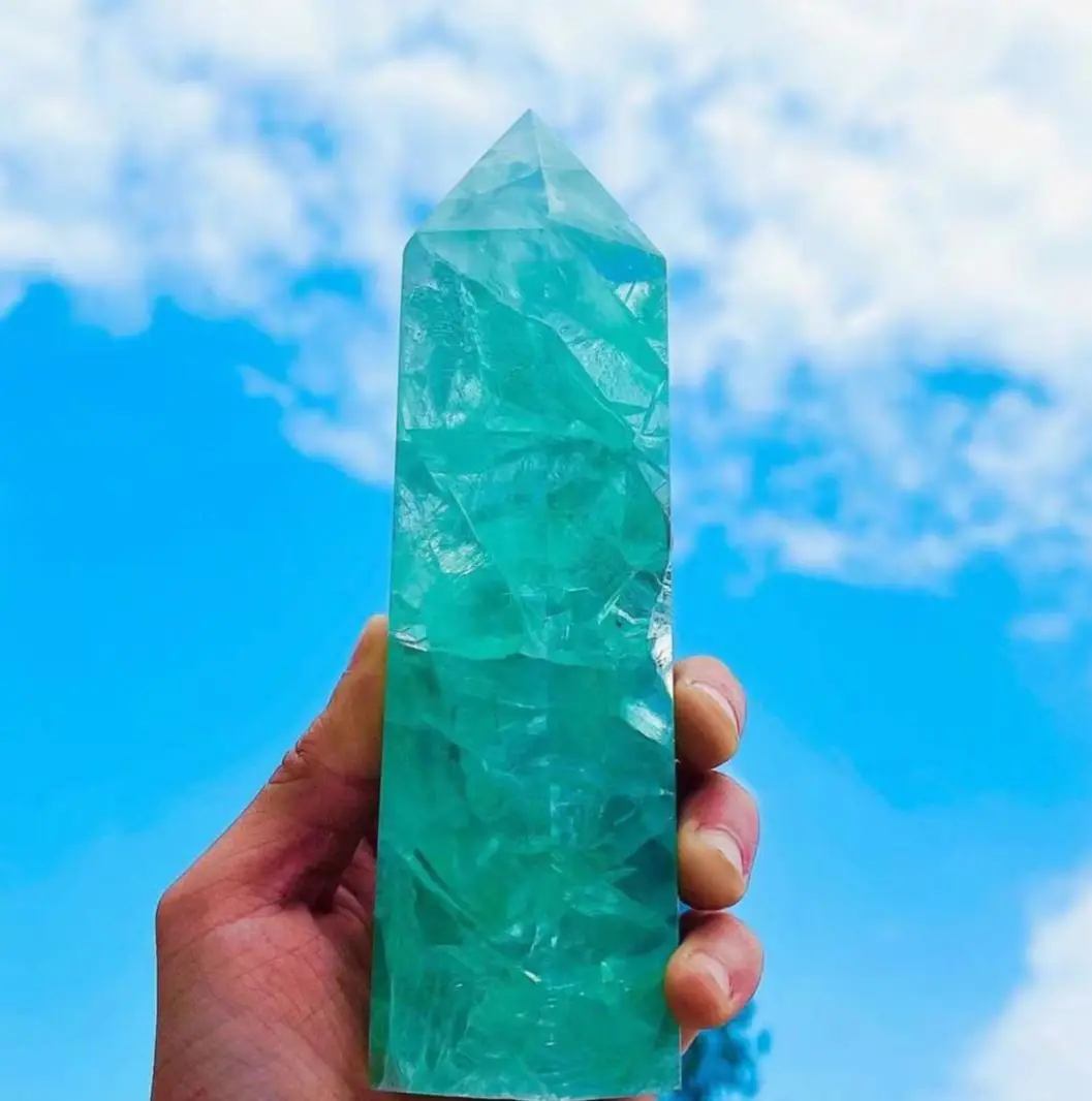 1 pc Natural Large Green Fluorite Towers Crystal Quartz Point Home Decoration Obelisk Witchcraft Gem Energy Healing Stone