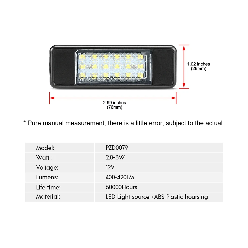 2 قطعة أضواء لوحة الترخيص الخلفية LED Canbus لا خطأ 18SMD ل 106 ثلاثية الأبعاد/5D HATCHBACK تجميل 1007 ثلاثية الأبعاد 207 3D/5D #4