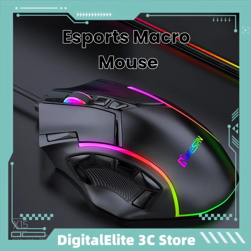 New Game Mouse X15 Wired Adjustable Counterweight Rgb Luminescence Esports Games Office Charging Desktop Computer Laptop Mouse