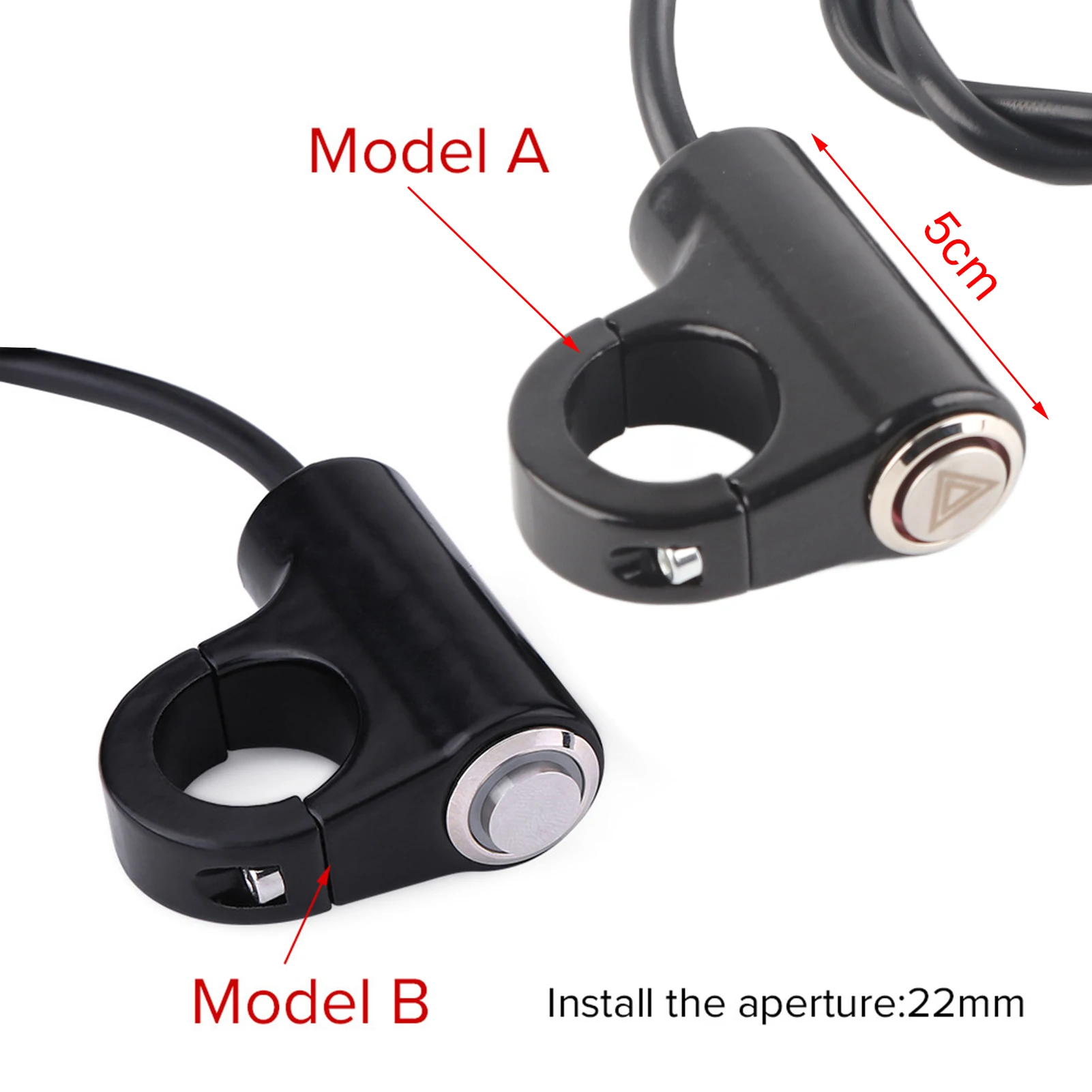 22mm Motorcycle Handlebar Mount Switch Push Button Headlight Brake Fog Lights ON/OFF Blue Ray Version