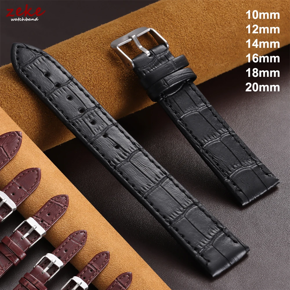 

10mm 12mm 14mm 16mm 18mm 20mm Universal Replacement Leather Straps Ultra-thin Watch Band for Men Women Casual Wristwatch Band